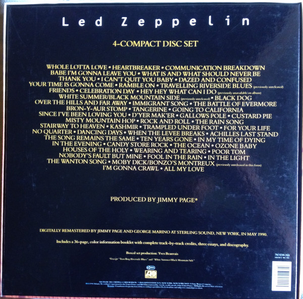 Led Zeppelin boxed 4-cd set back cover