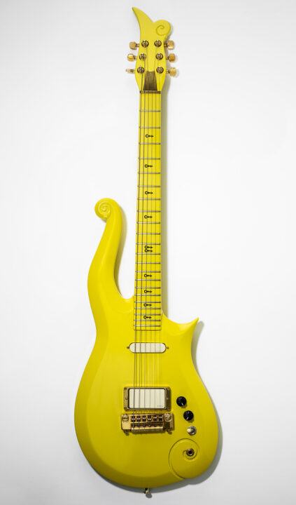 Electric guitar designed and used by Prince, Yellow Cloud. 1993.0435.01.